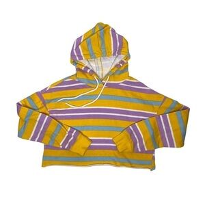 Flirtitude Active Striped Cropped Hoodie Sz Sm